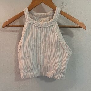 Aerie | White Ribbed Seamless Stretchy Superchill High Neck Tank Top | Medium